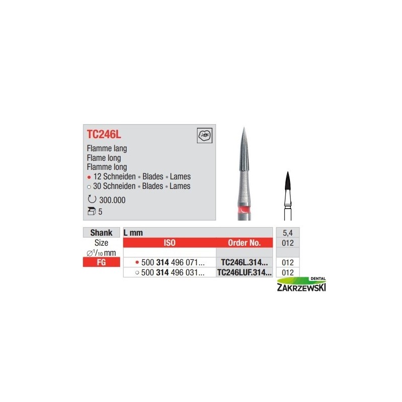 Сверло TC246L для разработки композита Edenta