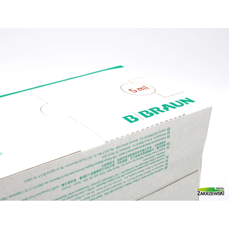 Шприцы 5 мл с зеленым поршнем op. 100 шт. Браун