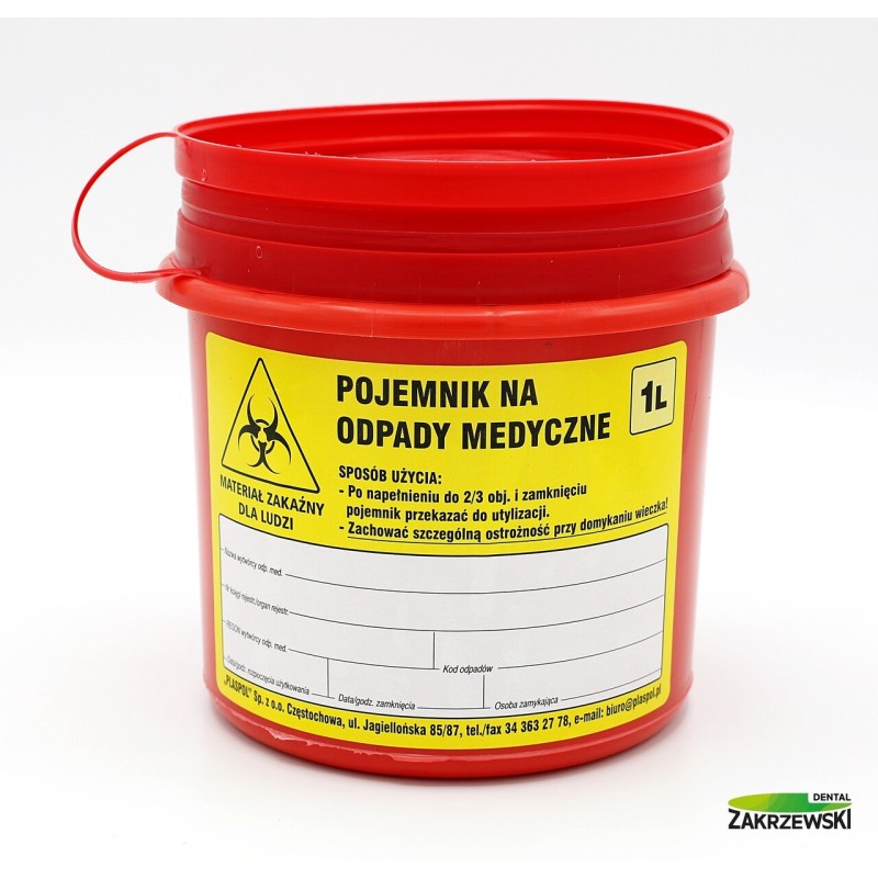 Контейнер для использованных игл и шприцев.1л.